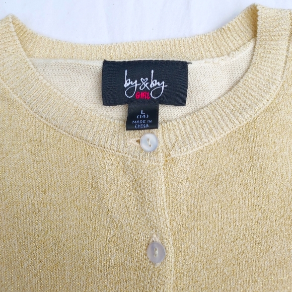 Girls Gold Sparkle Button Down Sweater NWT - Picture 3 of 5